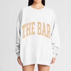 The Bar Varsity Sweatshirt - White/Tan, Medium